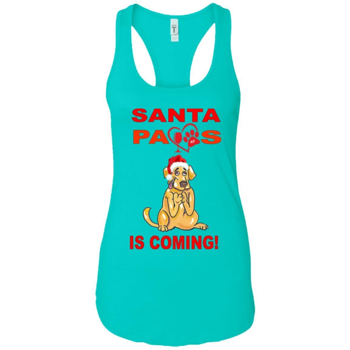 Tank Top Tahiti Blue / X-Small WineyBitches.co "Santa Paws Is Coming" Next Level Ladies Ideal Racerback Tank WineyBitchesCo