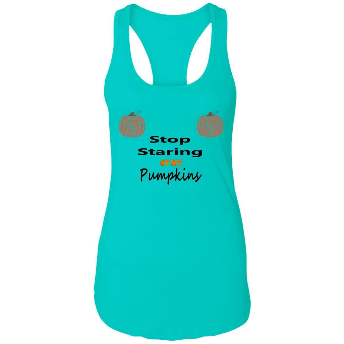 Tank Top Tahiti Blue / X-Small WineyBitches.Co "Stop Staring At My Pumpkins" Ladies Ideal Racerback Tank WineyBitchesCo