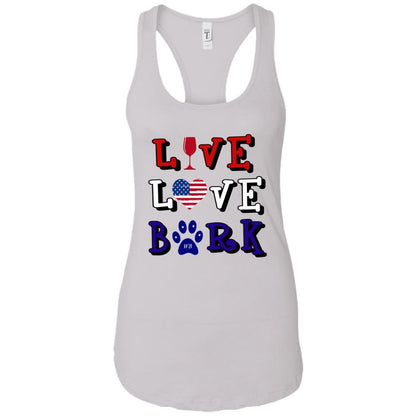 Tank Top White / X-Small WineyBitches.Co "Live Love Bark" RWB Ladies Ideal Racerback Tank WineyBitchesCo
