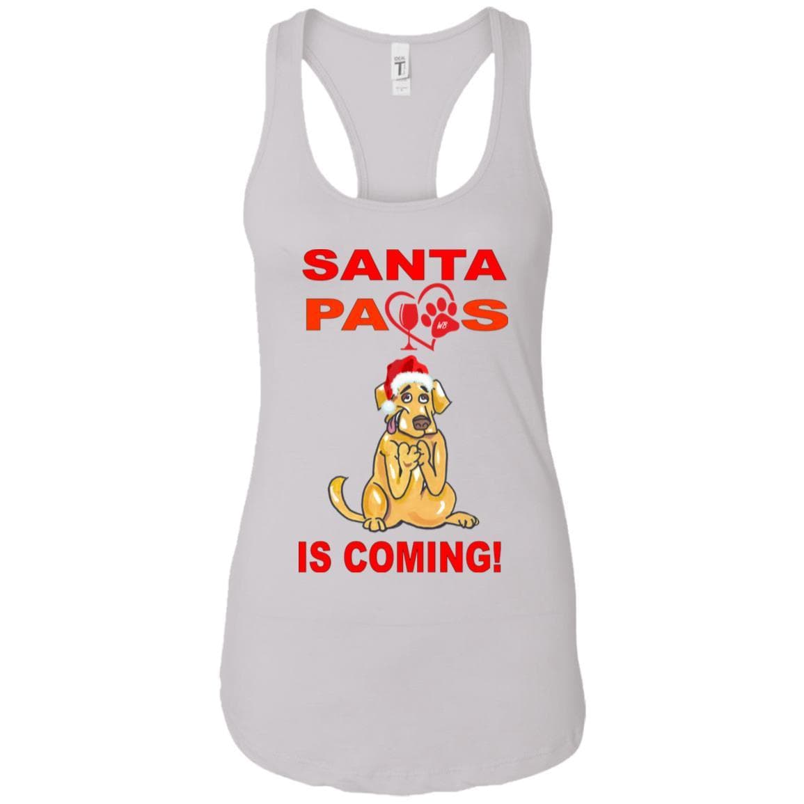 Tank Top White / X-Small WineyBitches.co "Santa Paws Is Coming" Next Level Ladies Ideal Racerback Tank WineyBitchesCo
