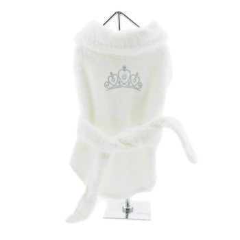 dog bathrobe with silver crown
